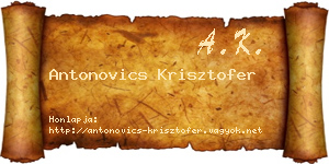 Antonovics Krisztofer névjegykártya